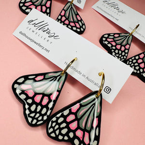 Butterflys - Dusty Green & Pink Wings