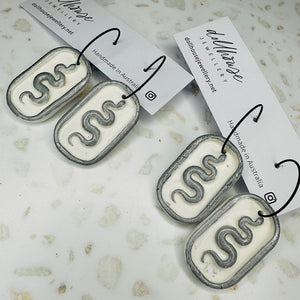 Snake Tags Hoops - Silver Snakes
