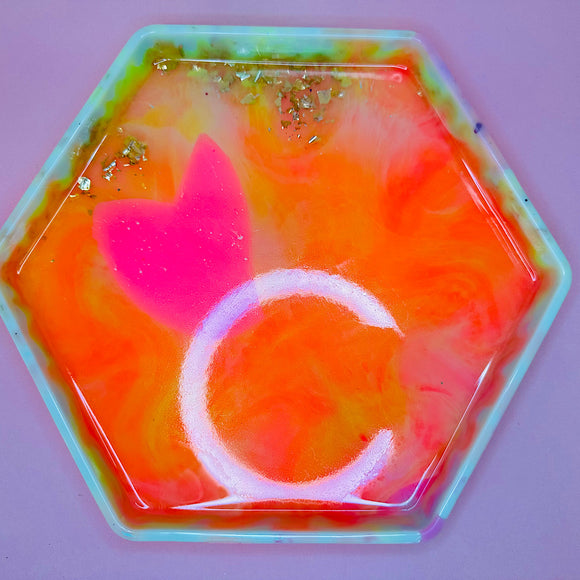 Hexagon Platter - Pink Heart