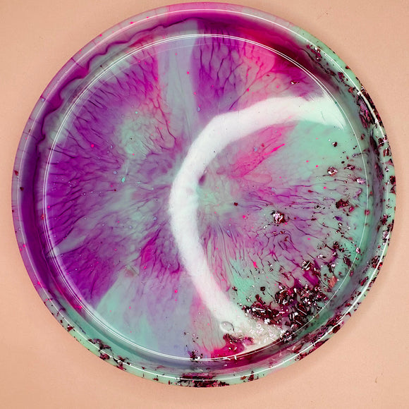 Small Round Platter  - Pink Purple Aqua Pastel